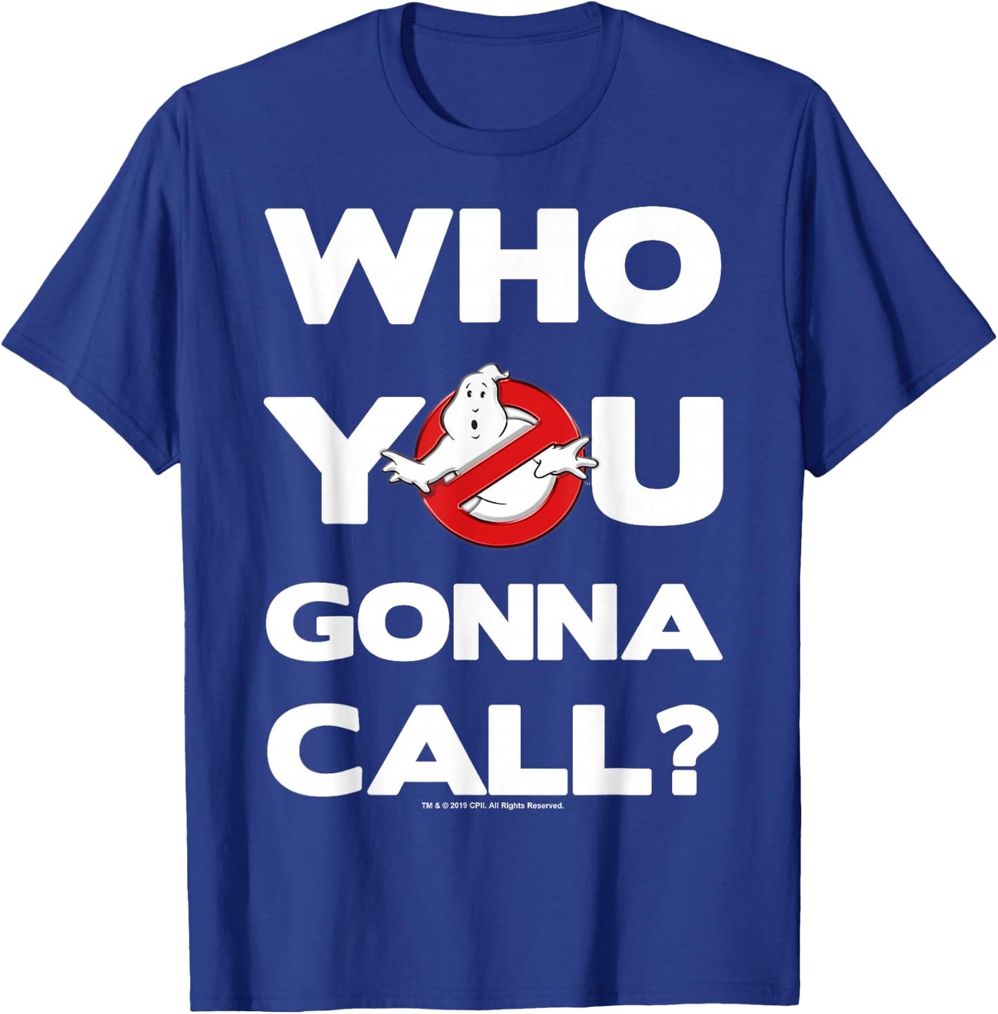 Ghostbusters Who You Gonna Call Bold Text Movie Logo T-Shirt - T-Shirt | Royal