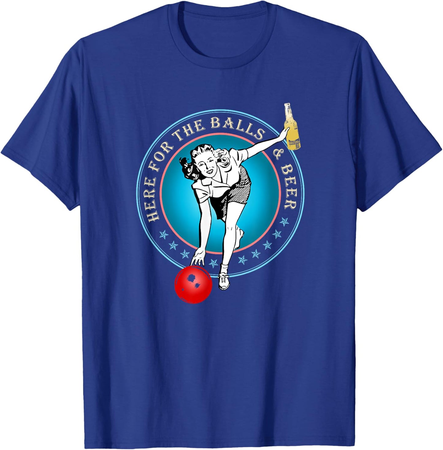 Funny Bowler Balls & Beer Women's Vintage Team Retro Bowling T-Shirt - T-Shirt | Royal