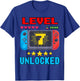 7th Birthday Boy Level 7 Unlocked Video Gamer Birthday T-Shirt - T-Shirt | Royal