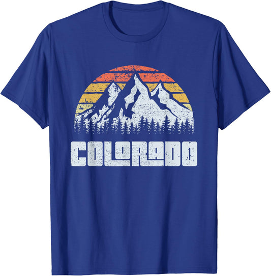 Vintage Colorado Mountains State Nature Sun Retro T Shirt T-Shirt - T-Shirt | Royal