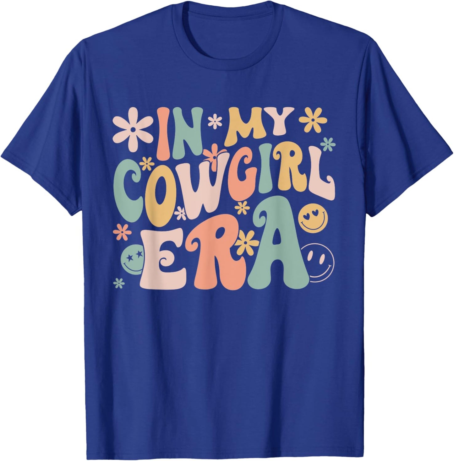 Funny In My Cowgirl Era Groovy Retro Western Rodeo T-Shirt - T-Shirt | Royal