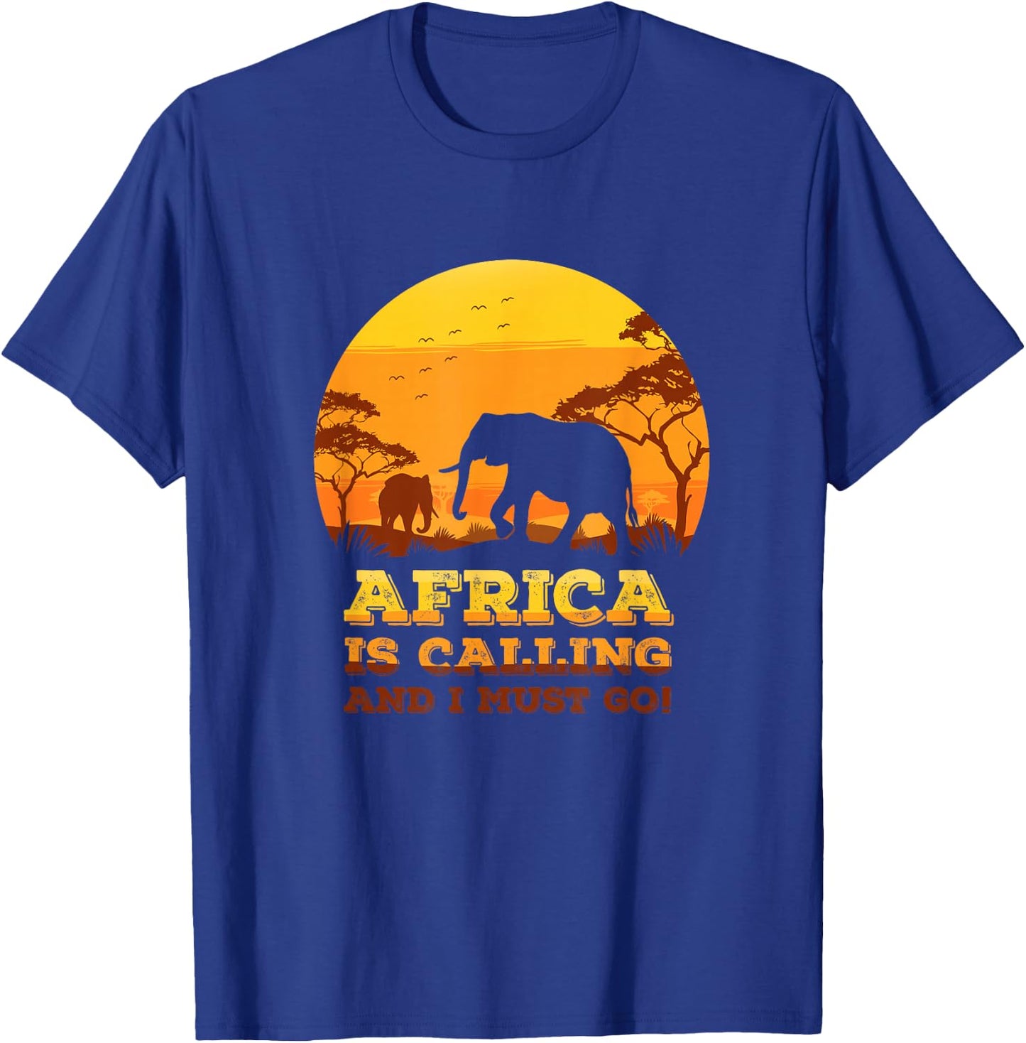 Africa Is Calling And I Must Go Retro African Elephant T-Shirt - T-Shirt | Royal