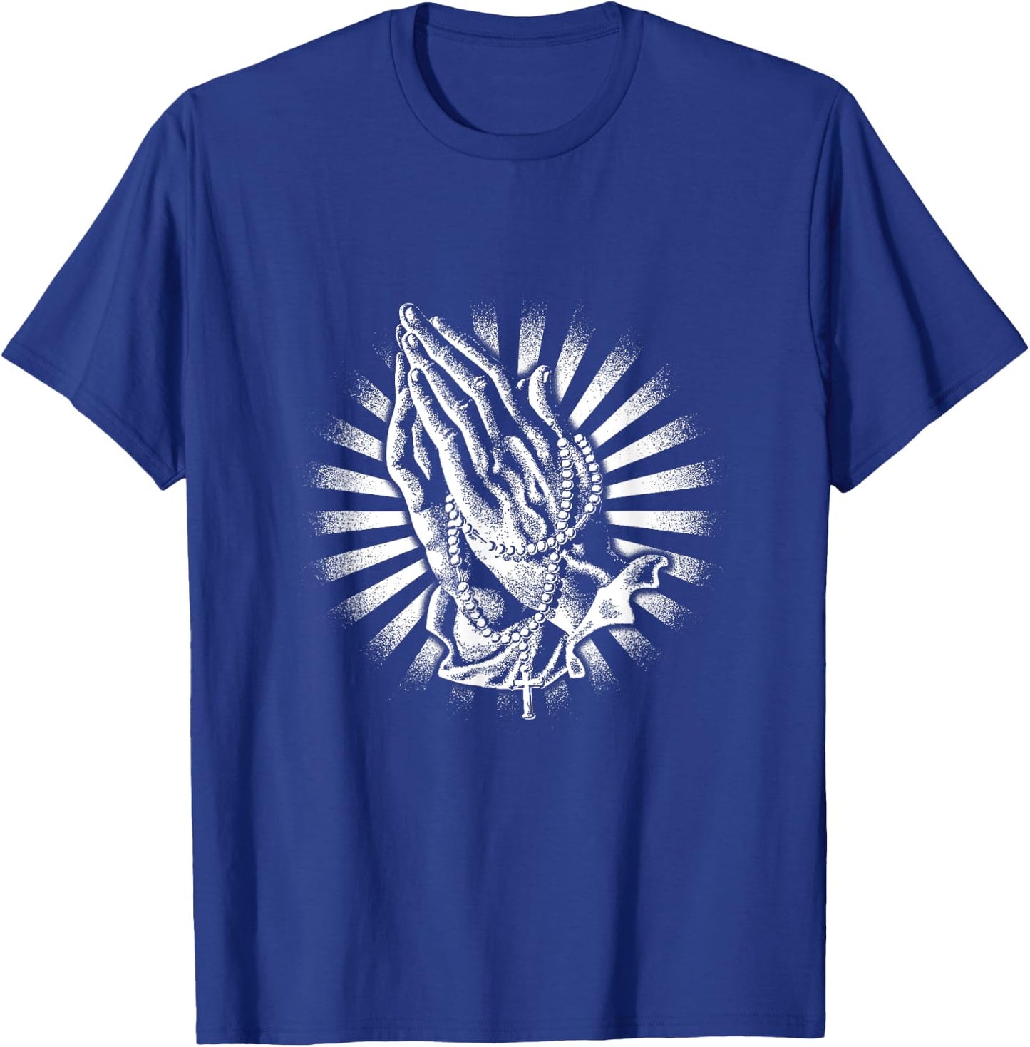 Rosary Praying Hands Believe Faith Jesus Christian T-Shirt - T-Shirt | Royal