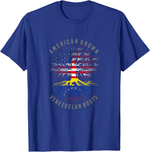 American Grown Venezuelan Roots USA Venezuela Flag Heritage T-Shirt - T-Shirt | Royal