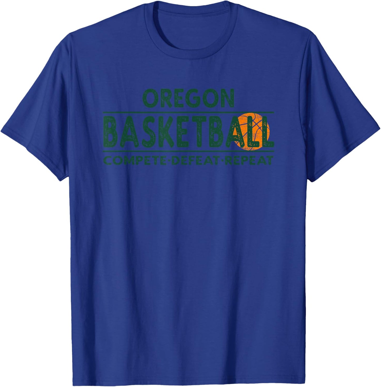 Oregon Basketball Merch - Compete Defeat Repeat T-Shirt - T-Shirt | Royal
