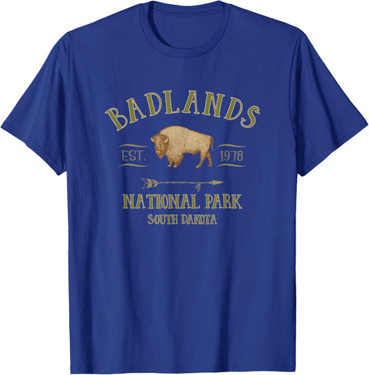 BADLANDS NATIONAL PARK South Dakota bison tourist souvenir T-Shirt - T-Shirt | Royal