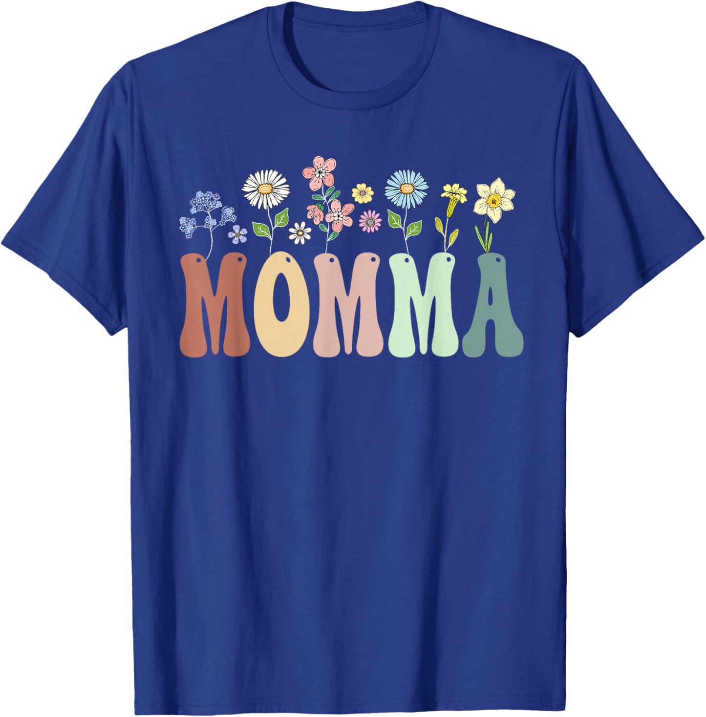 Momma Gifts Women Wildflower Floral Design Momma T-Shirt - T-Shirt | Royal