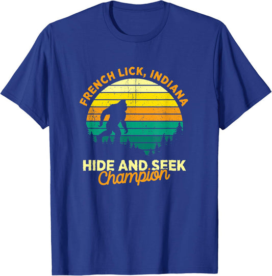 Retro French Lick, Indiana Big foot Souvenir T-Shirt - T-Shirt | Royal