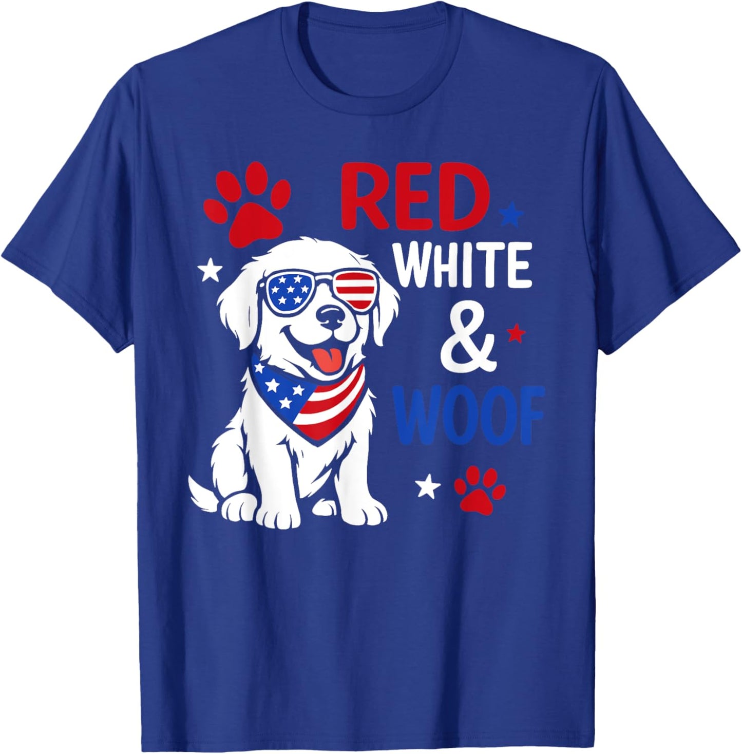 Red White And Woof 4th Of July American Flag Girls Kids T-Shirt - T-Shirt | Royal