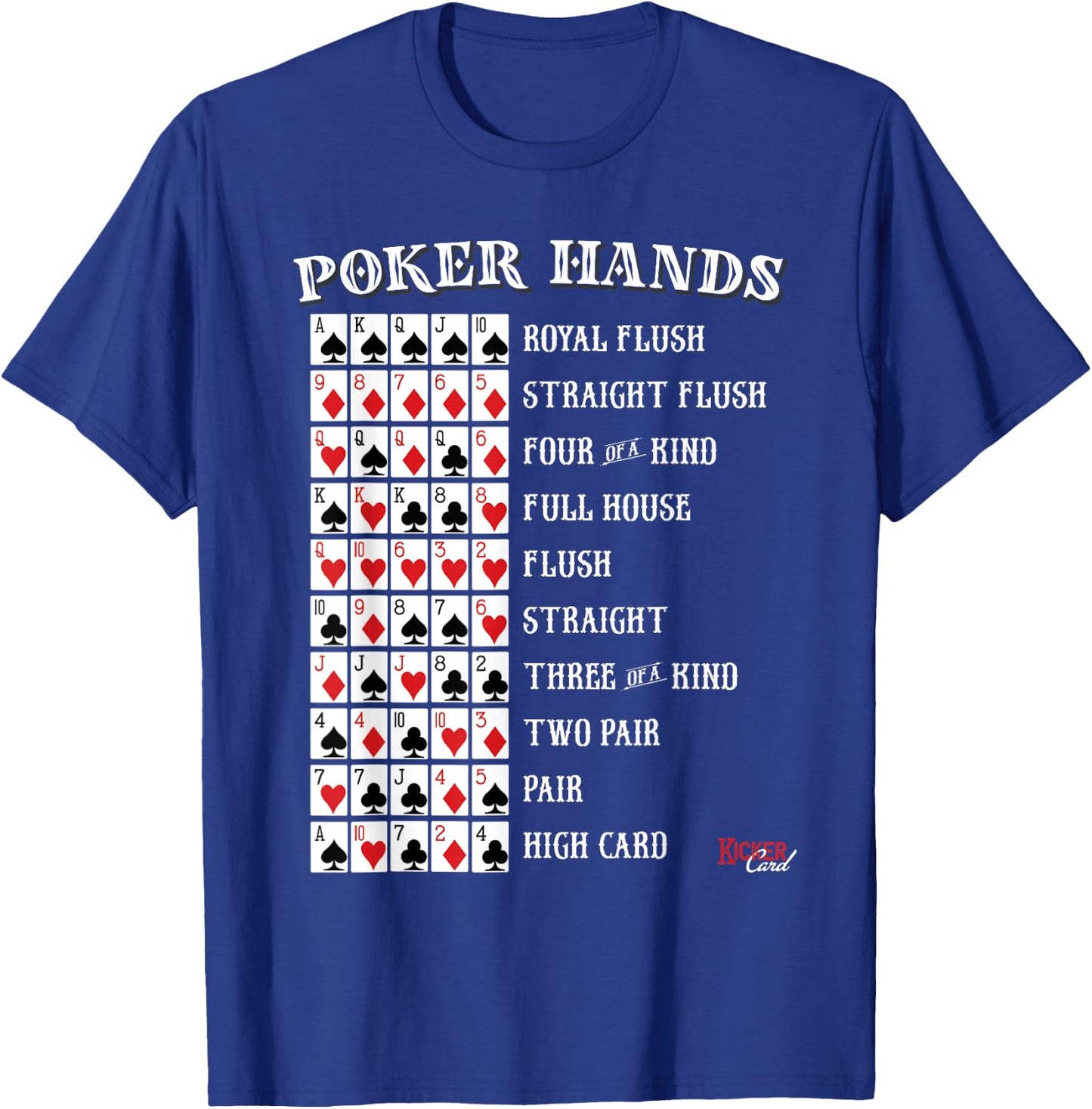 Poker Hands Cheat Sheet Casino Games Card Player Gift T-Shirt - T-Shirt | Royal