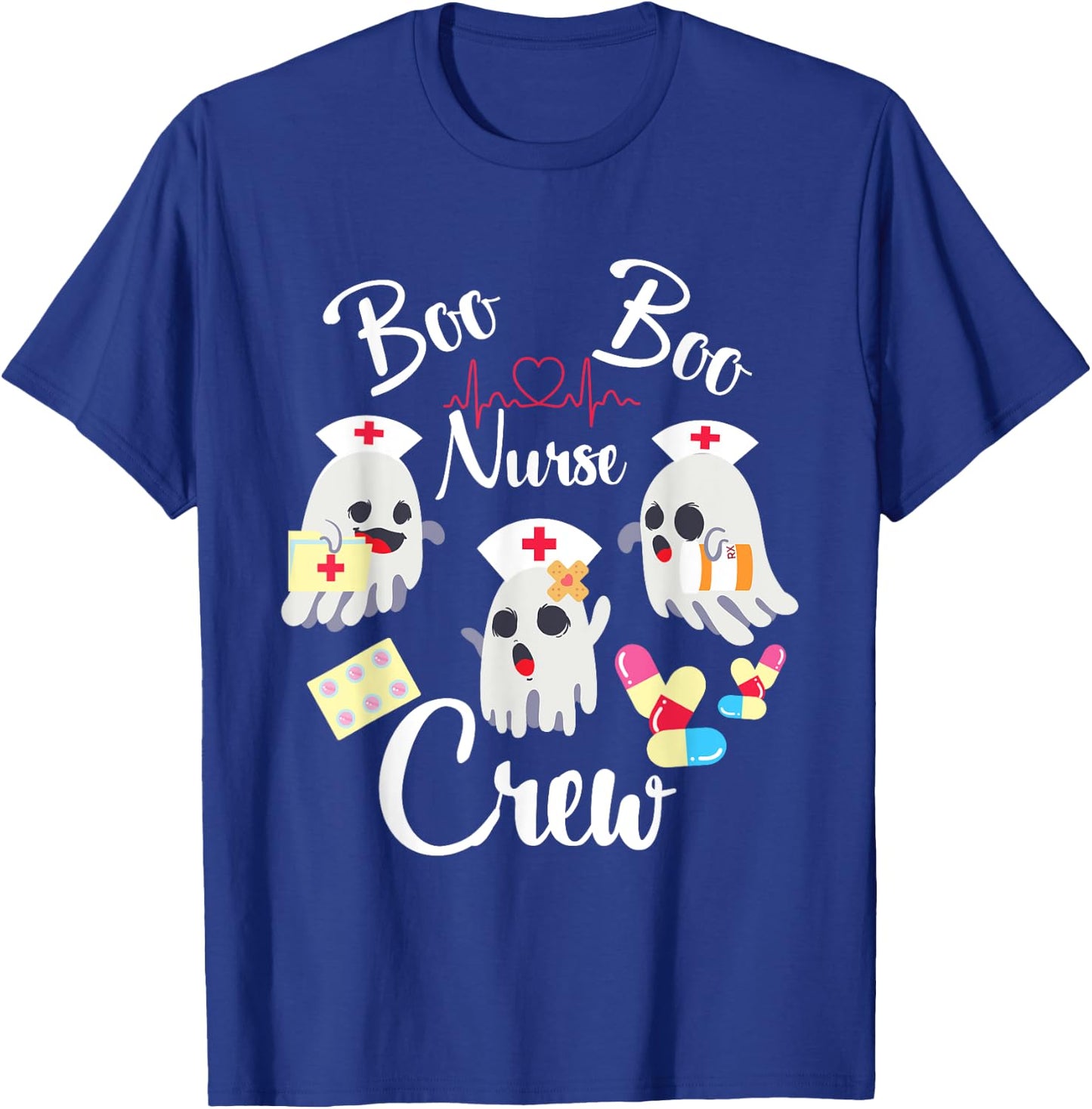 Boo Boo Crew Nurse Ghost Costume Funny Halloween Gift T-Shirt - T-Shirt | Royal