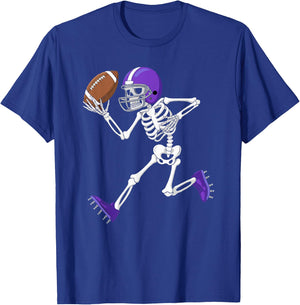 American Football Skeleton Player Funny Halloween Men Boys T-Shirt - T-Shirt | Royal