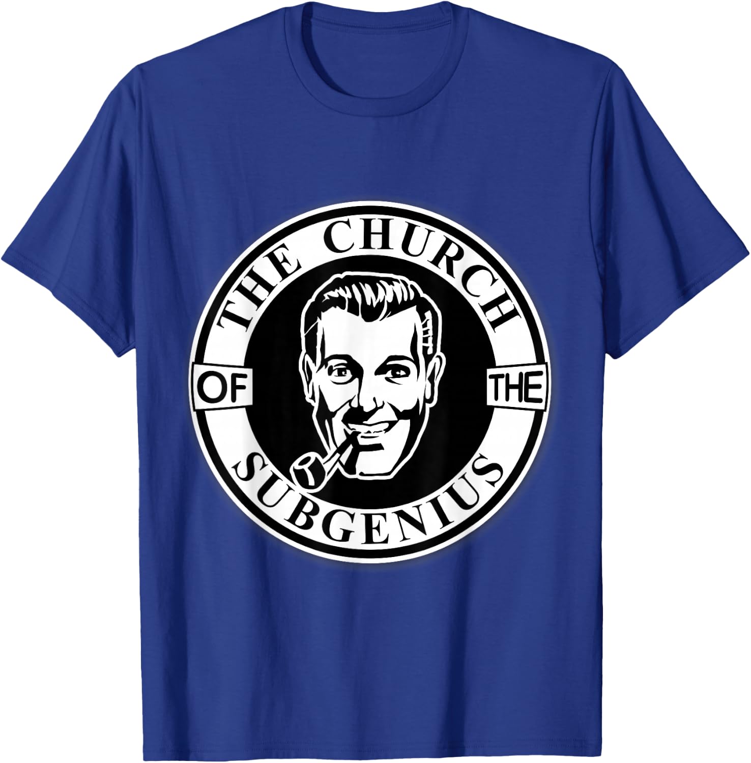 Apedes -Adults Black Cotton 65% Polyester 35% Classic Fit Collarless Short Sleeve - Church of the SubGenius - Religion Parody Prophet Church - Small T-Shirt - T-Shirt | Royal