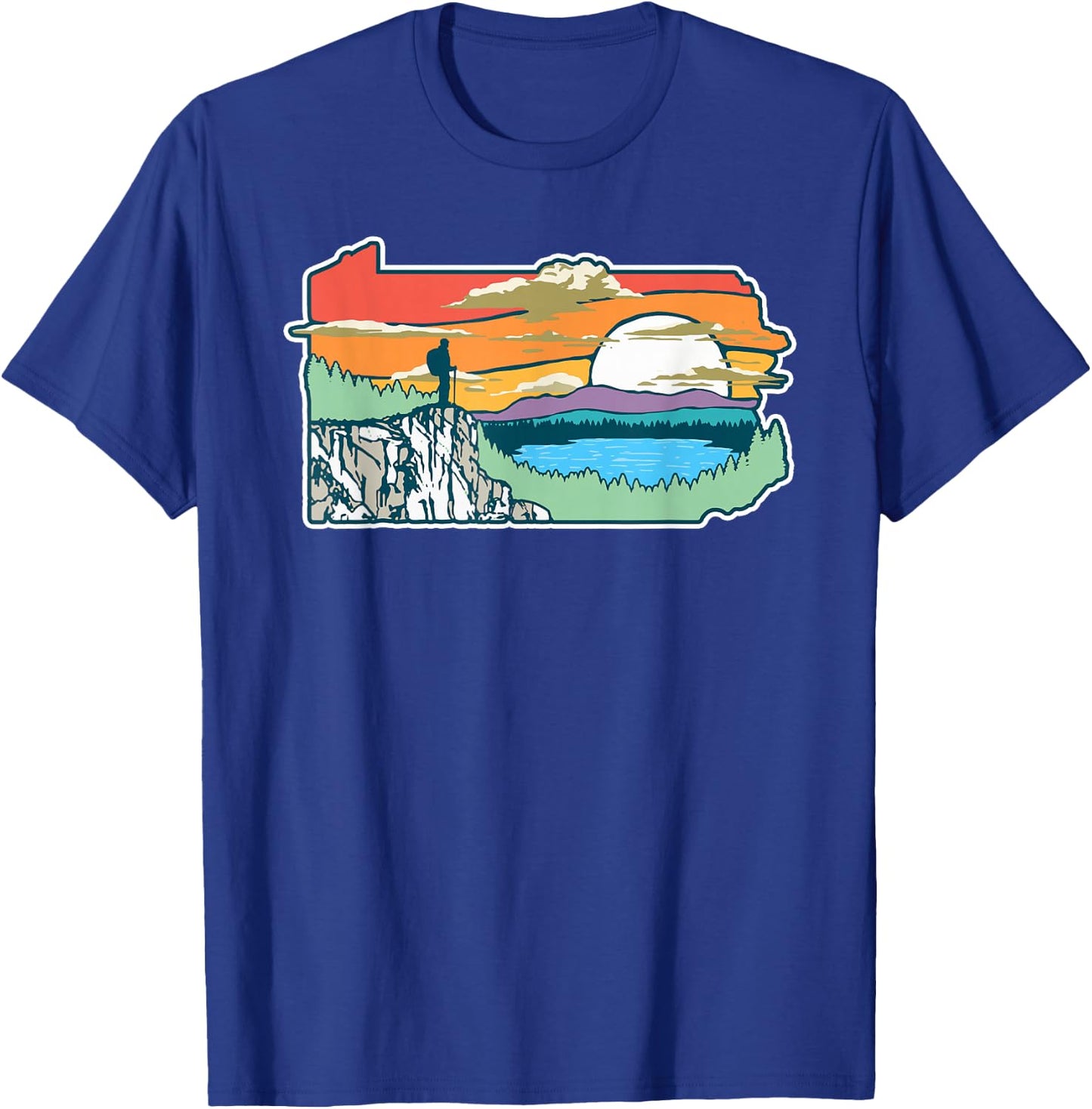 State of Pennsylvania Nature Illustration Outdoor Graphic T-Shirt - T-Shirt | Royal