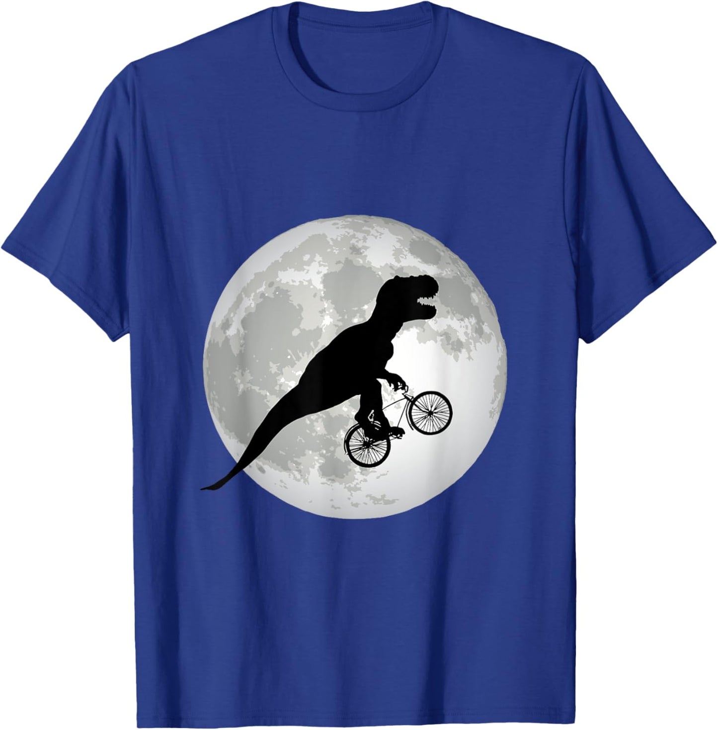 T-Rex Cycling Over The Moon, Trex on Bike, Funny Dinosaur T-Shirt - T-Shirt | Royal