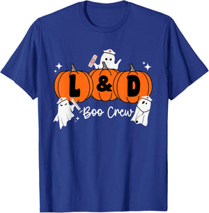 Labor and Delivery Halloween Pumpkin L&D Boo Crew Nurse T-Shirt - T-Shirt | Royal