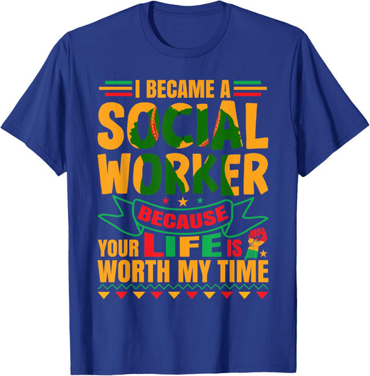 Black Social Worker Social Work Social Work Appreciation T-Shirt - T-Shirt | Royal