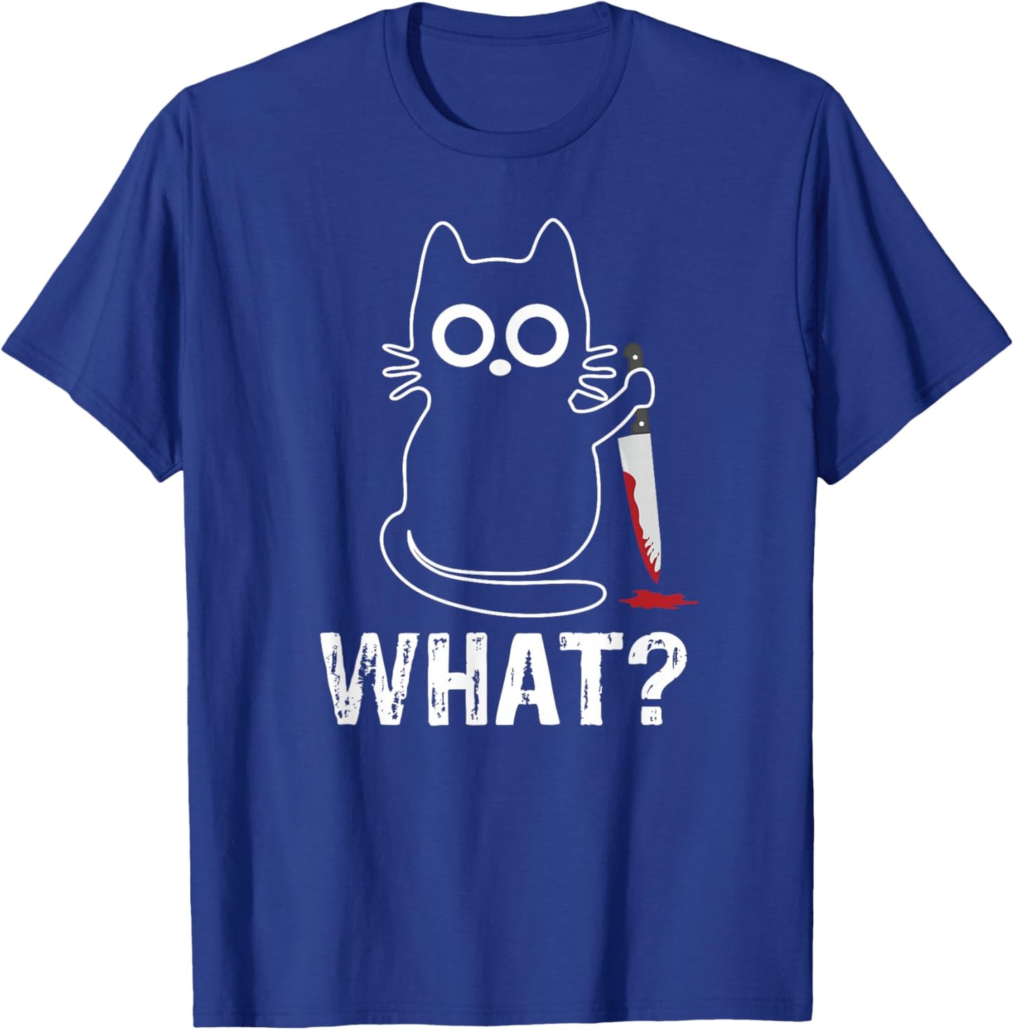 Tech- Cats What? - Funny Cat With Knife Graphic Design , Small, Black T-Shirt - T-Shirt | Royal