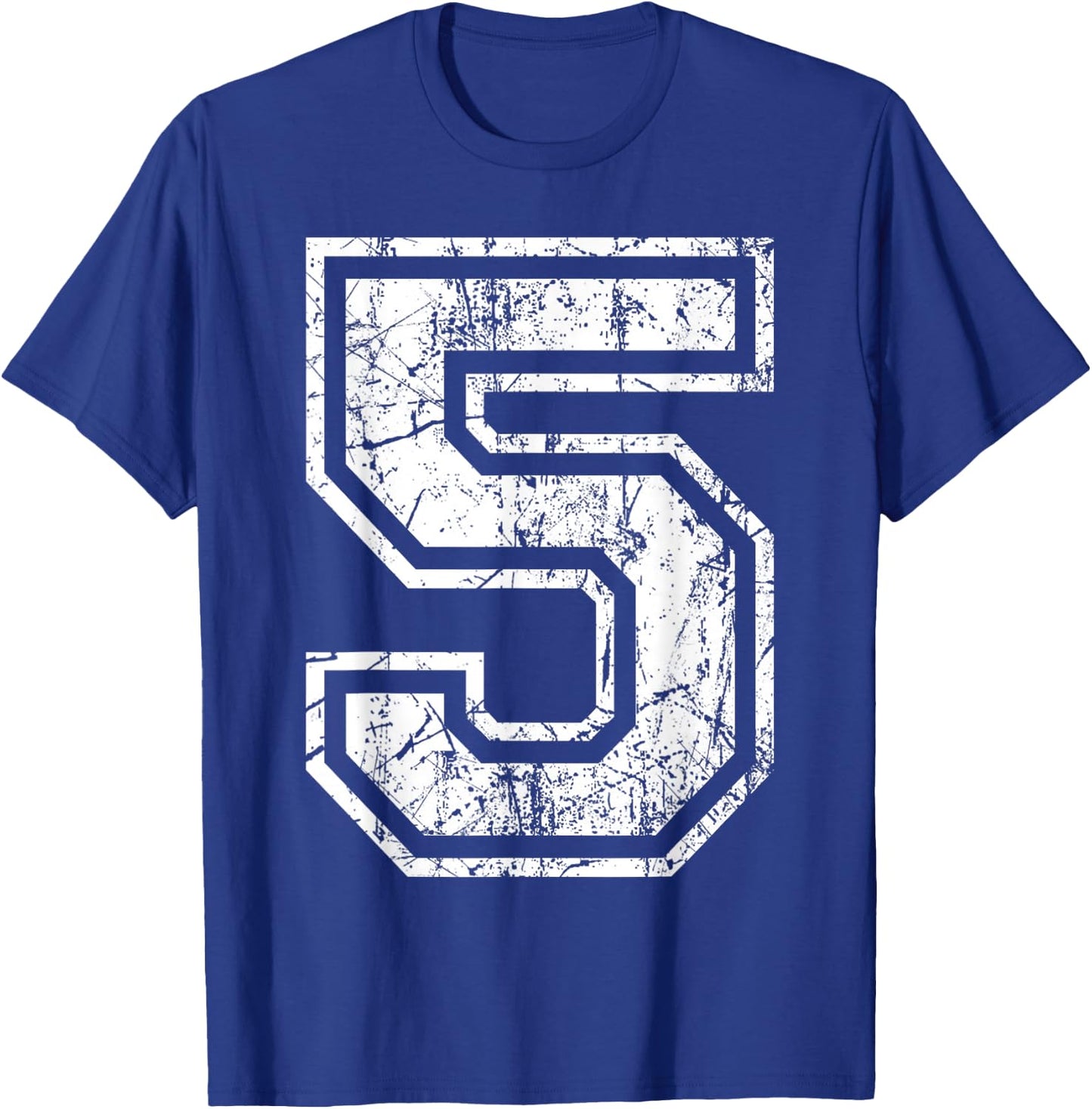 Sports Jersey Grunge Number 5 Fan Team Player Birthday Gift T-Shirt - T-Shirt | Royal