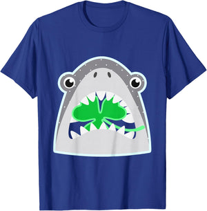 Toddler St Patricks Day Shark Shamrock Boys Lucky Clover T-Shirt - T-Shirt | Royal