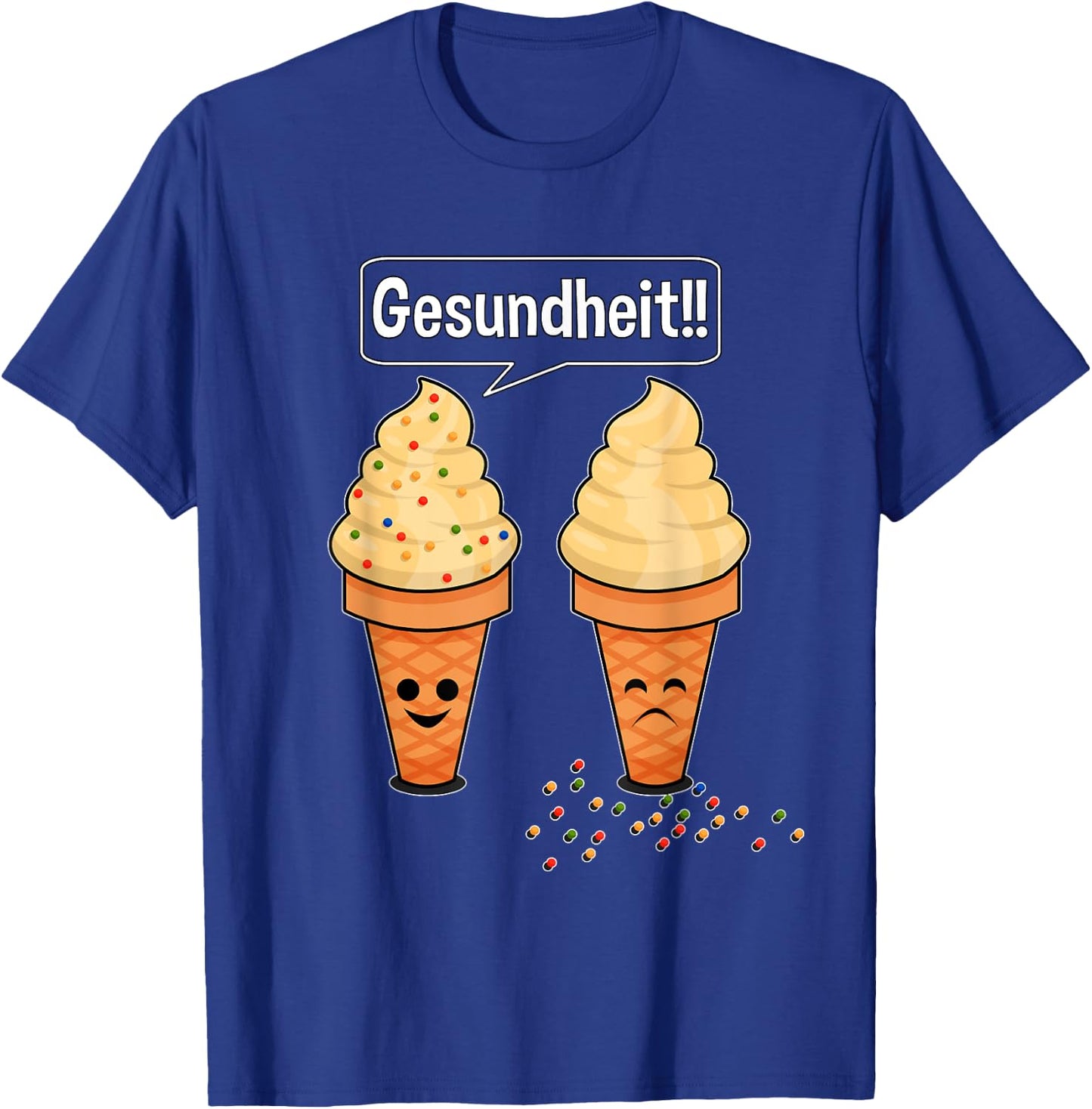 Sprinkle Sneezing Ice Cream Cone Says Gesundheit Funny T-Shirt - T-Shirt | Royal