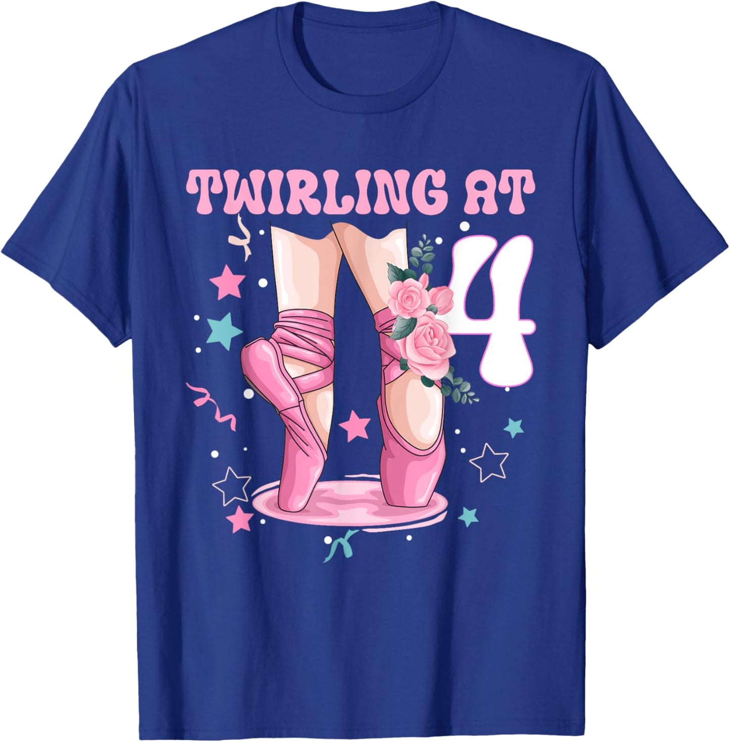 4th Birthday Ballet Ballerina Birthday Party 4 Year Old Girl T-Shirt - T-Shirt | Royal