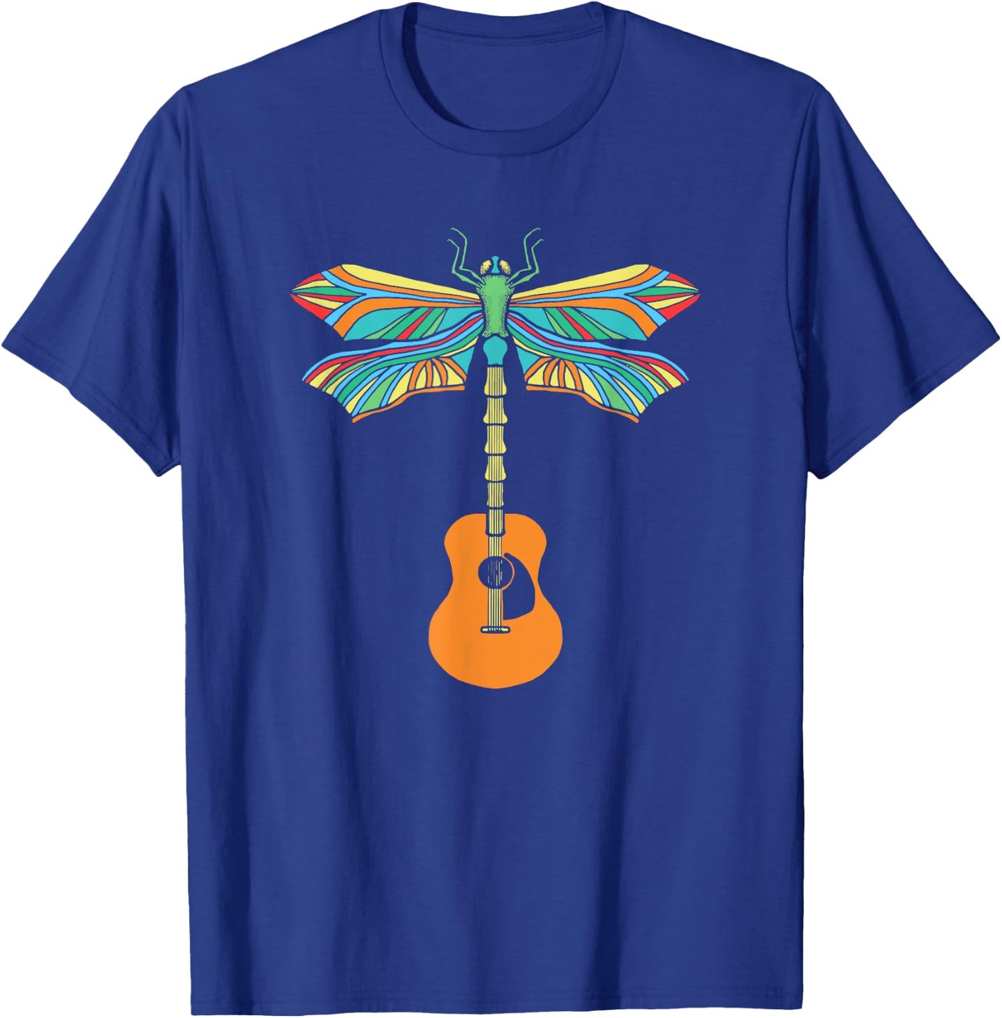 Acoustic Guitar Artistic Dragonfly Music & Musician Vitnage T-Shirt - T-Shirt | Royal