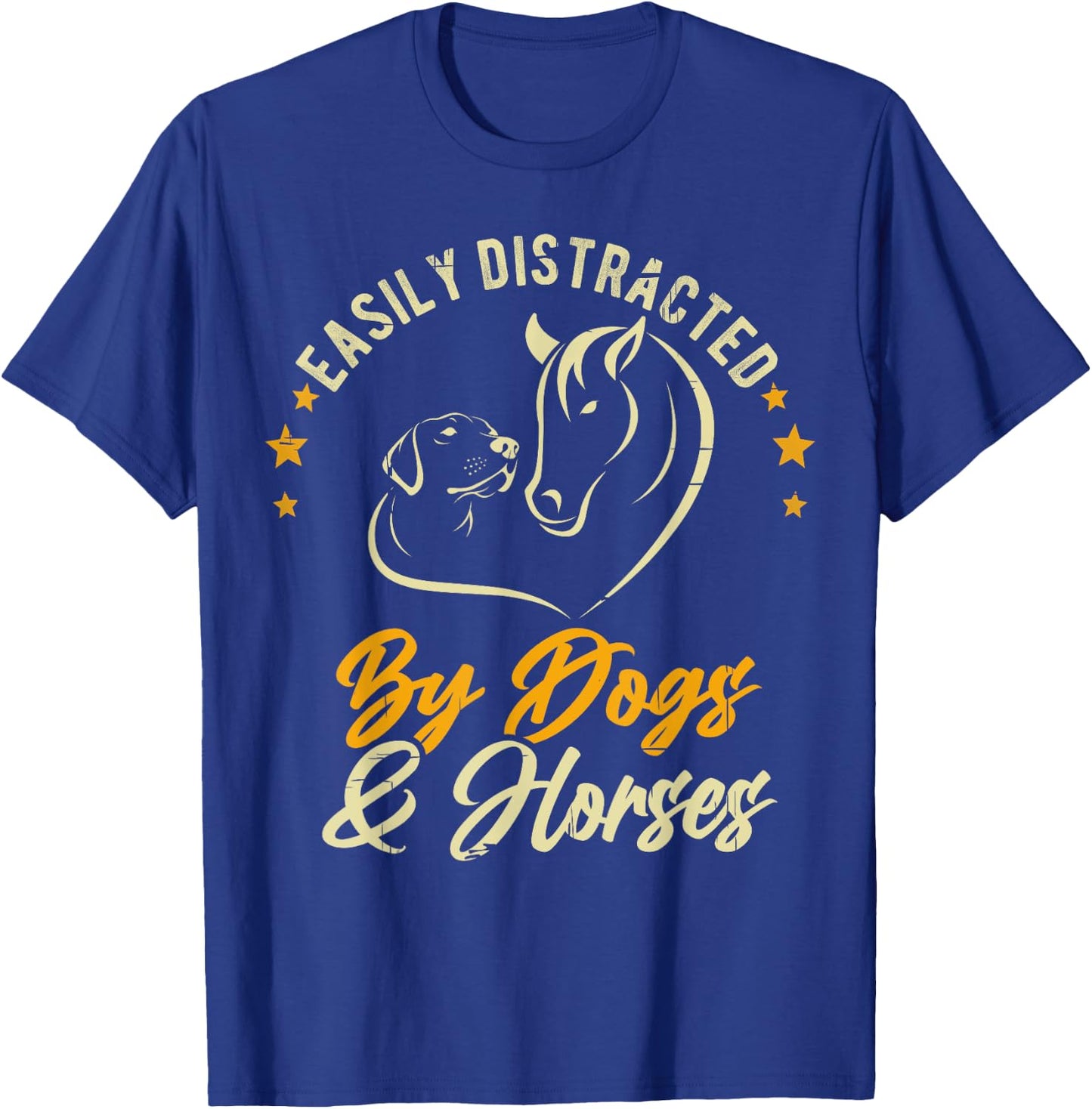 Easily Distracted By Dogs And Horses Dog Mom Horse Mom Women Girls Kids T-Shirt - T-Shirt | Royal
