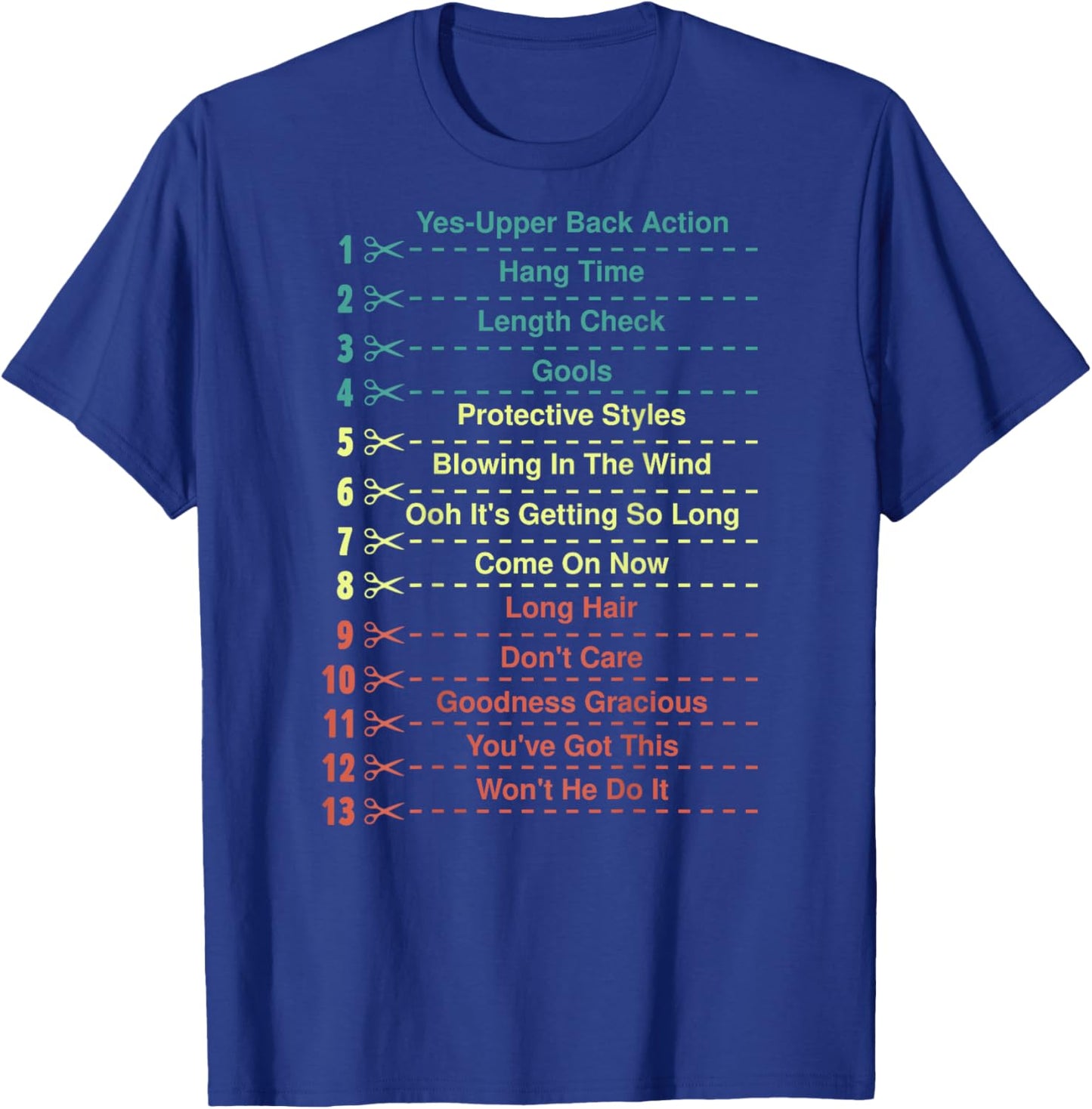 Track Your Long Natural Hair Length Check Backprint T-Shirt - T-Shirt | Royal