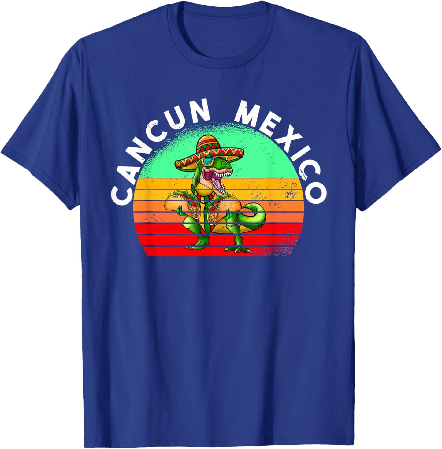 Cancun Mexico Vintage T-Rex T-Shirt - T-Shirt | Royal