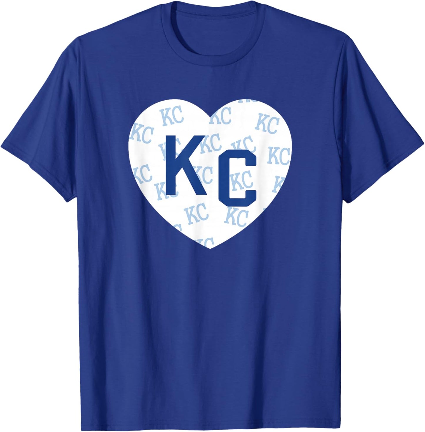 Blue Kc Heart Kansas City 2 Letter Kc Pattern Love KC Blue T-Shirt - T-Shirt | Royal