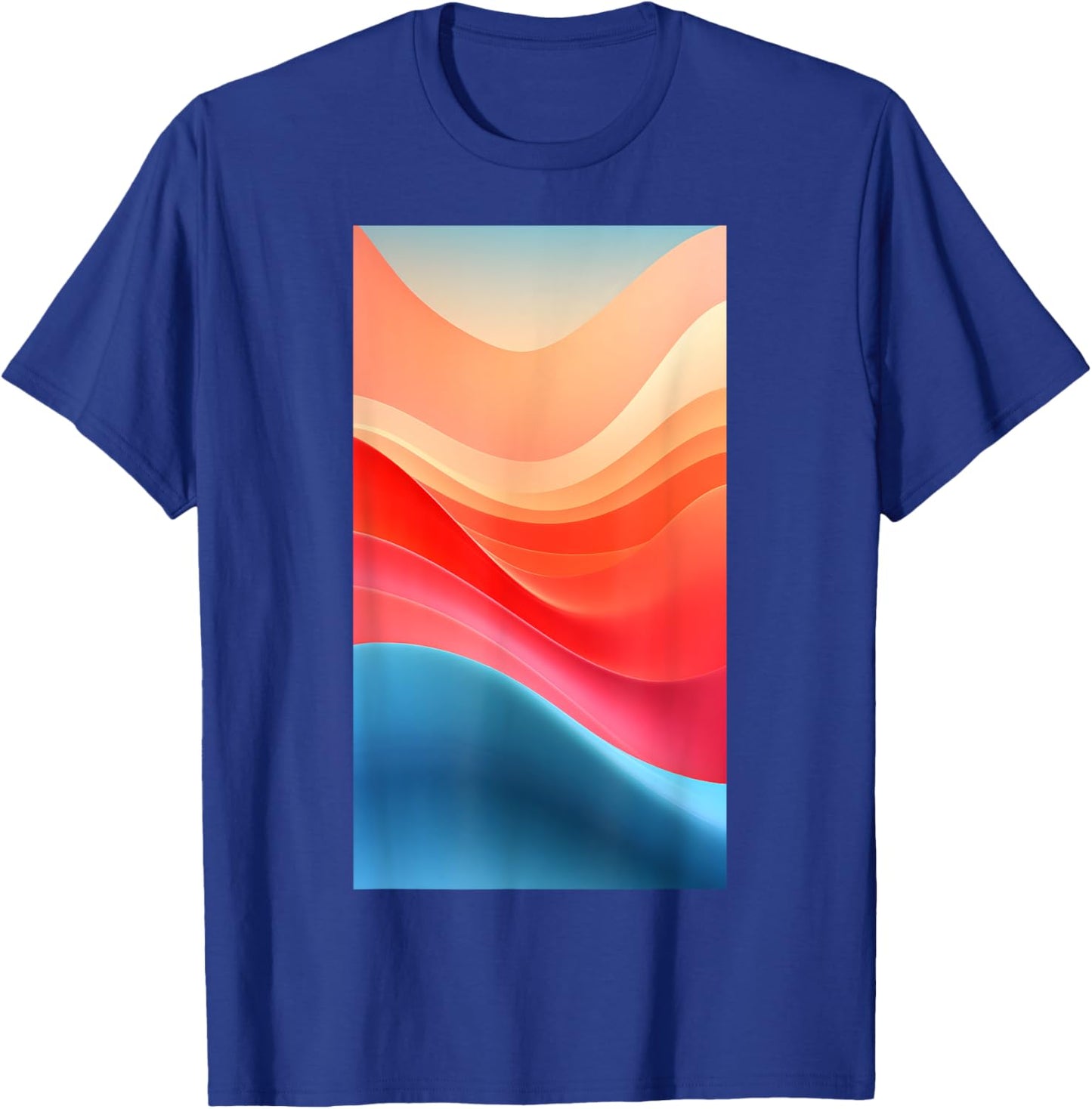 Retro Gradient Shapes Blue And Red Colorful T-Shirt - T-Shirt | Royal