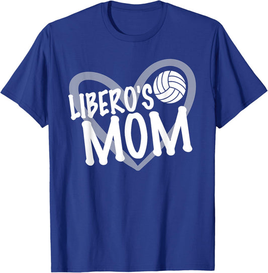 Volleyball Mom Libero Heart T-Shirt - T-Shirt | Royal