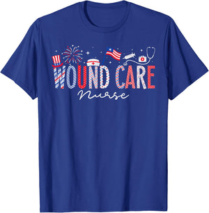 4th Of July Wound Care Nurse Scrub Tops Patriotic Nurses T-Shirt - T-Shirt | Royal
