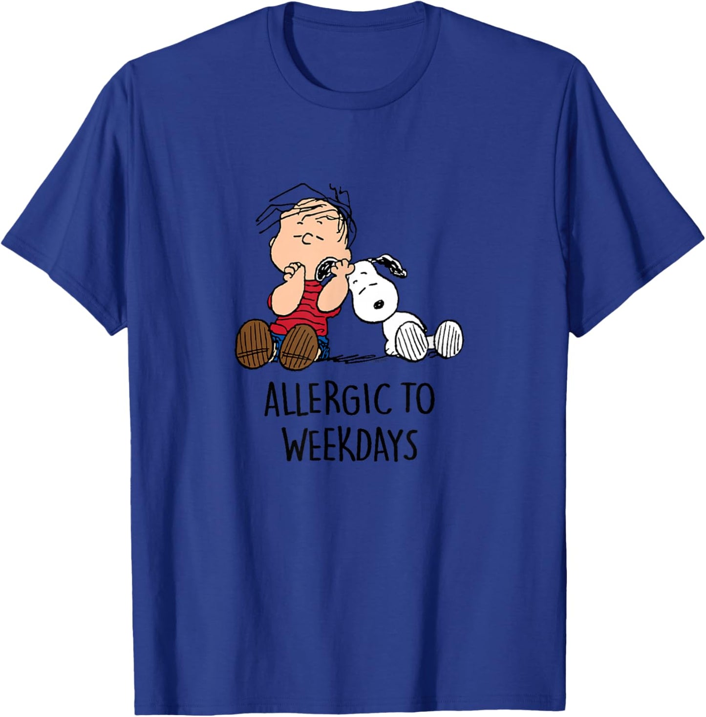 Peanuts - Linus & Snoopy - Allergic to Days of the Week T-Shirt - T-Shirt | Royal