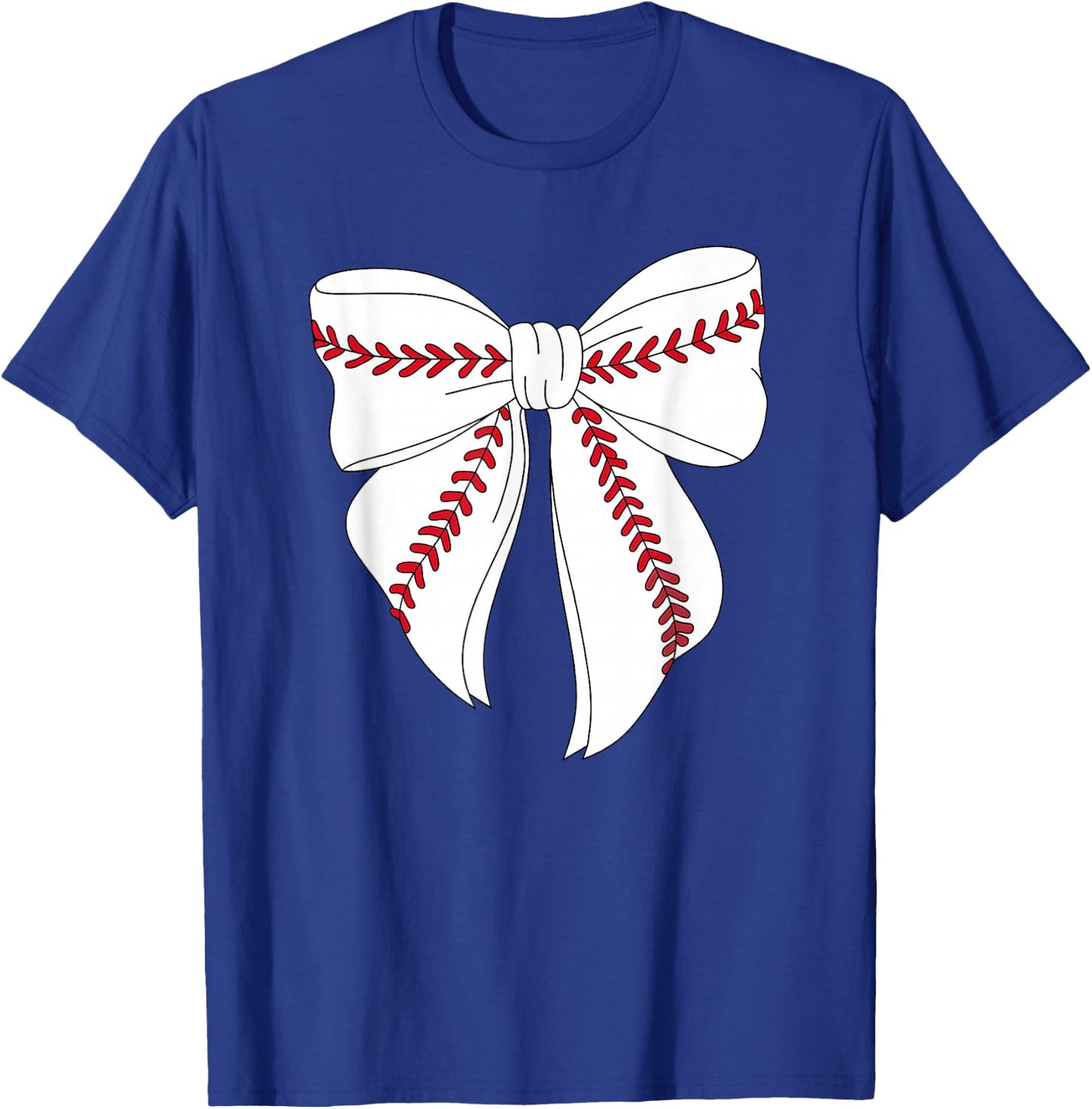 Cute Baseball Coquette Bow Girls Baseball Mom Mama T-Shirt - T-Shirt | Royal