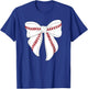 Cute Baseball Coquette Bow Girls Baseball Mom Mama T-Shirt - T-Shirt | Royal