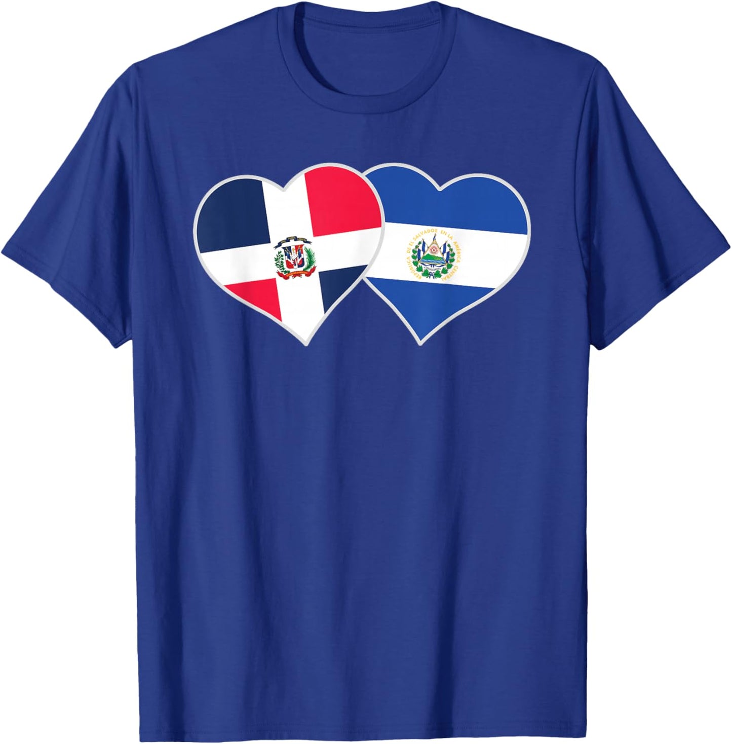Dominican Salvadorian Flag Heart Dominican El Salvador T-Shirt - T-Shirt | Royal