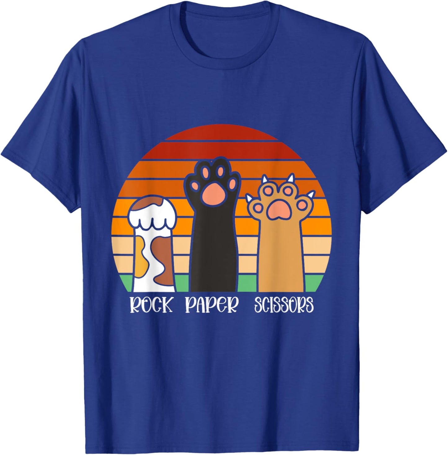 Rock Paper Scissors Game Kitten Lover Animal Paws Cat T-Shirt - T-Shirt | Royal