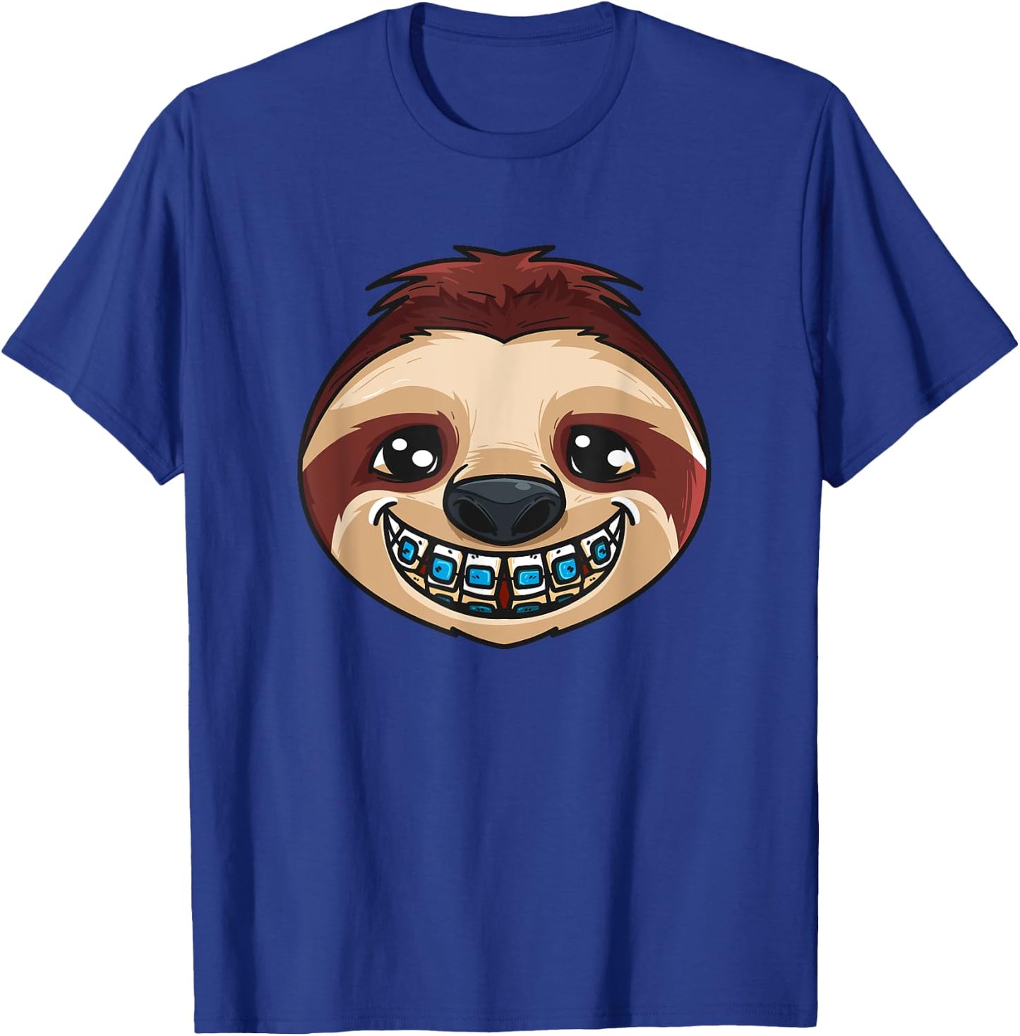 Cute Sloth Head With Dental Braces Dental Dentist Dentistry T-Shirt - T-Shirt | Royal