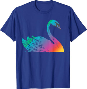 Swan Art Cute Artistic Colorful Swans Animal Bird Lake T-Shirt - T-Shirt | Royal
