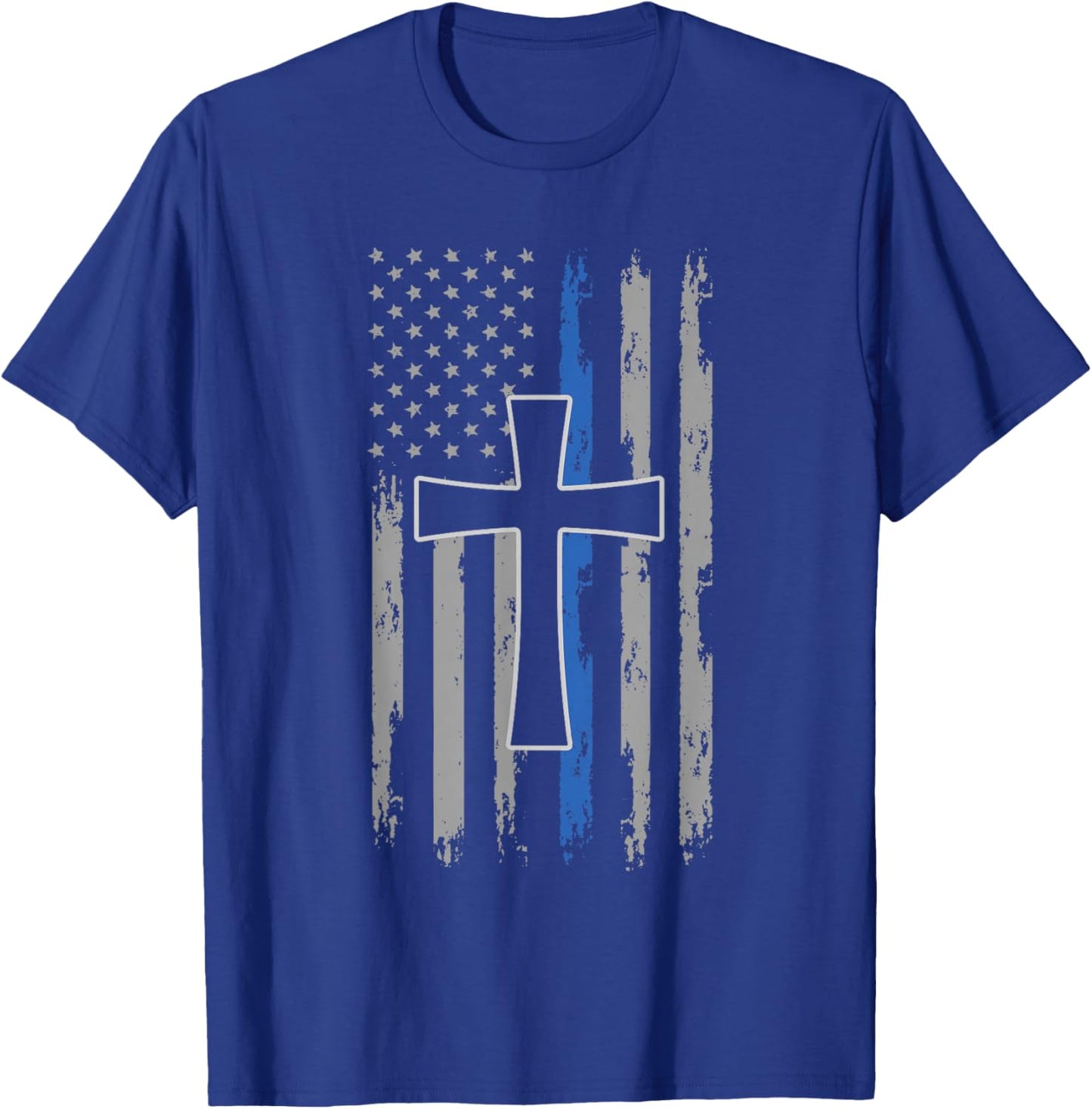 Police Flag, With A Cross T-Shirt - T-Shirt | Royal