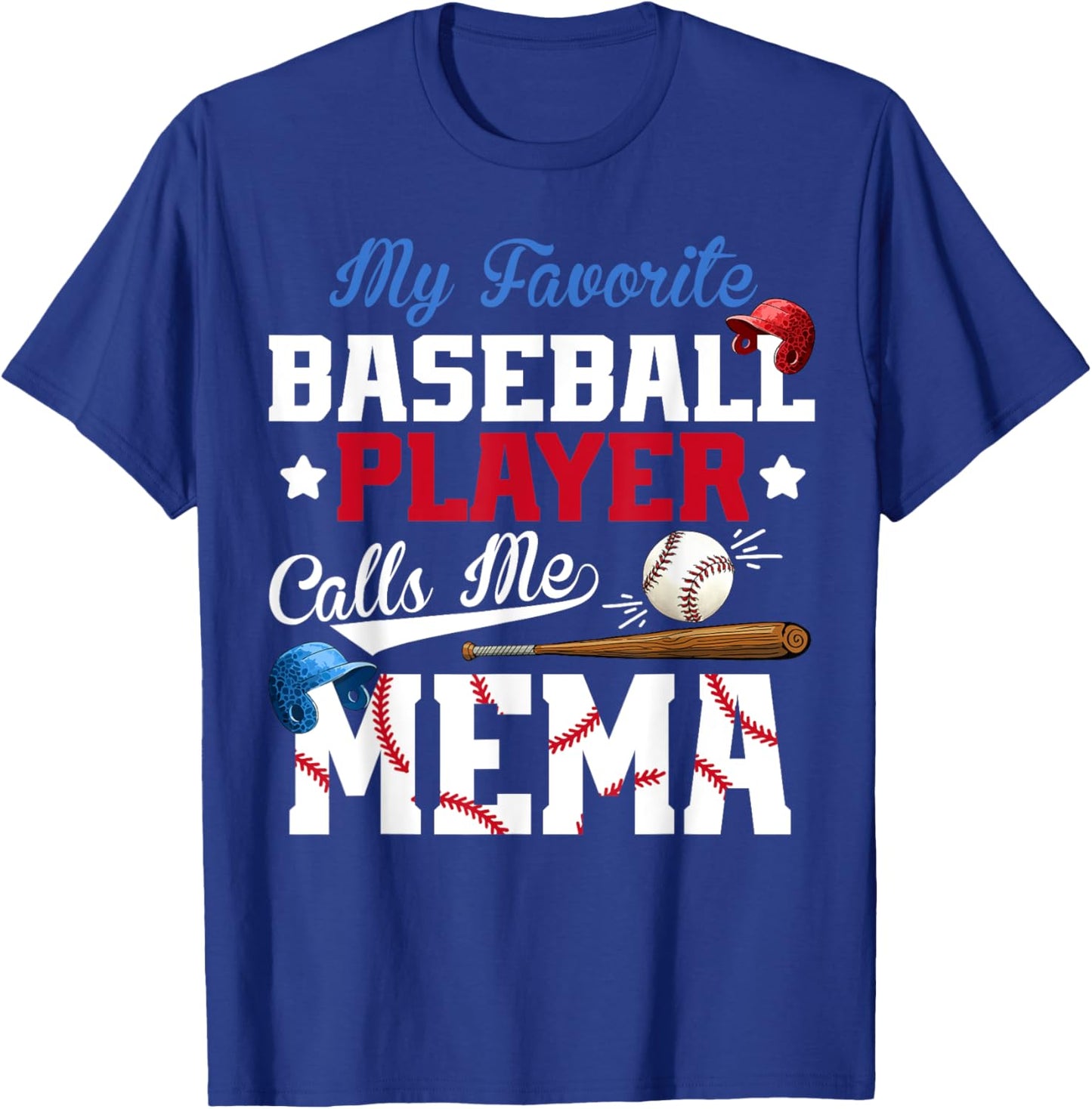 Vintage My Favorite Baseball Player Calls Me Mema T-Shirt - T-Shirt | Royal