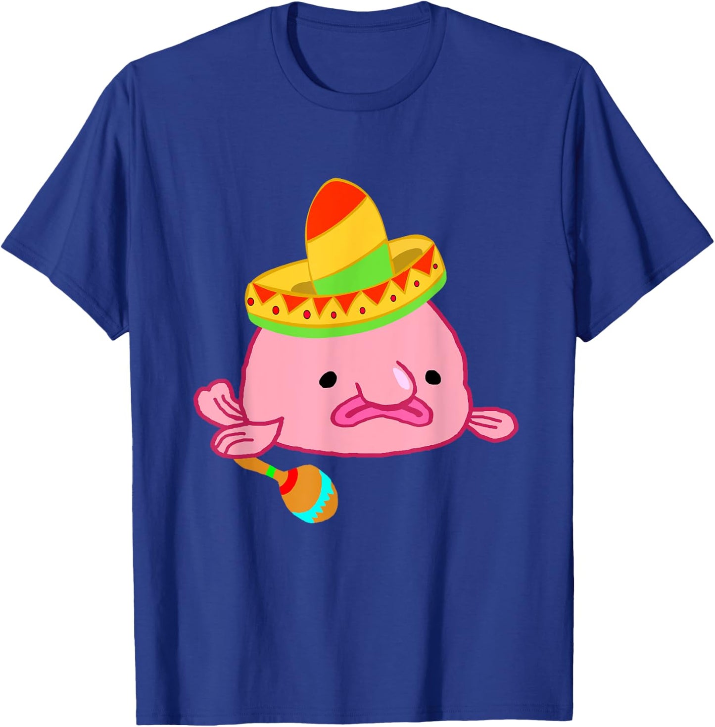Blobfish Sombrero Costume Mexican Grumpy Blob Fish T-Shirt - T-Shirt | Royal