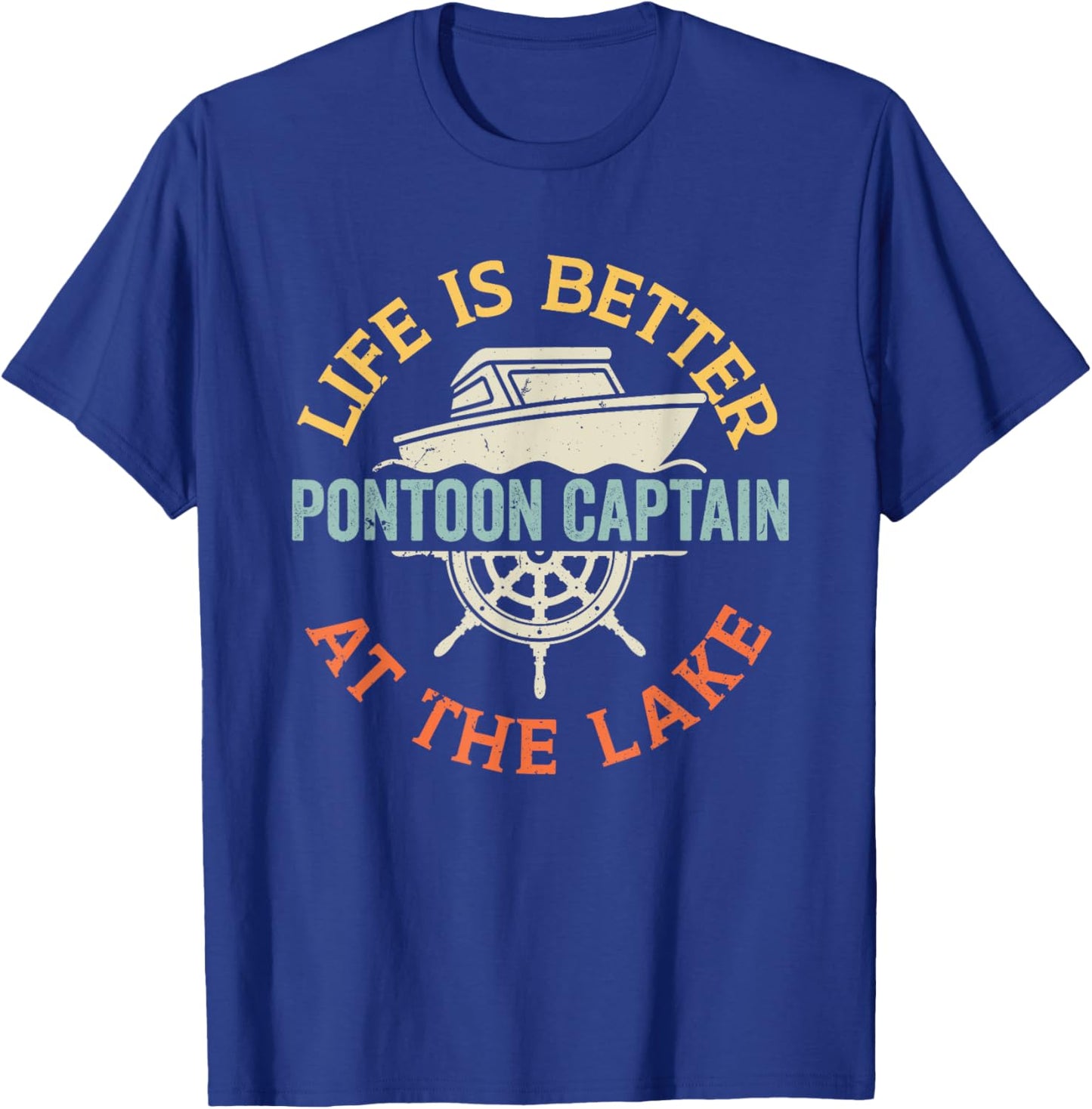 Boating Lake Pontoon Boat Captain T-Shirt - T-Shirt | Royal