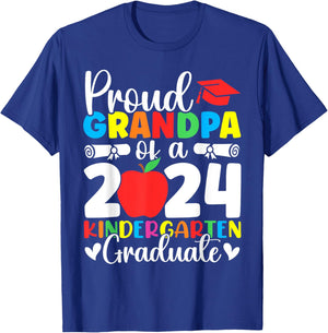 Proud Grandpa Class of 2024 Kindergarten Graduate Graduation T-Shirt - T-Shirt | Royal