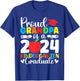 Proud Grandpa Class of 2024 Kindergarten Graduate Graduation T-Shirt - T-Shirt | Royal