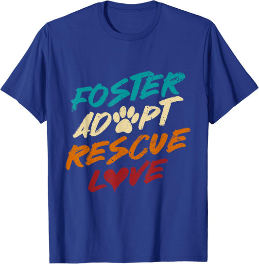 Retro Dog Rescue Foster Adopt Rescue Love T-Shirt - T-Shirt | Royal