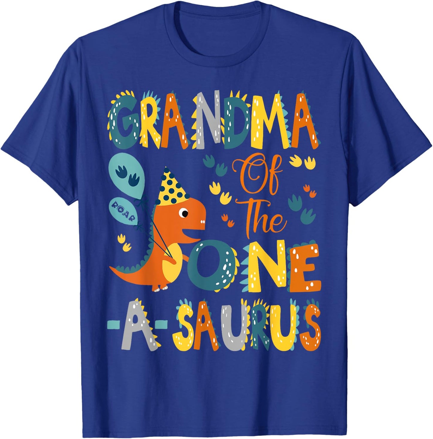 Dinosaur T-Rex 1St Birthday Matching Family Grandma Of The One-A-Saurus 1St Birthday Dinosaur Party -Adults, -Kids Black Short Sleeve T-Shirt - T-Shirt | Royal