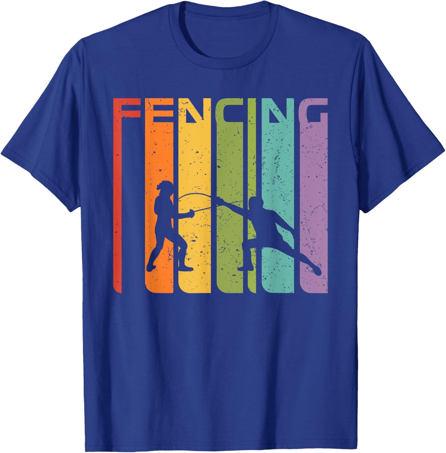 70s 80s Retro Fencing Sport Outfit Fencer Gift Fencing T-Shirt - T-Shirt | Royal